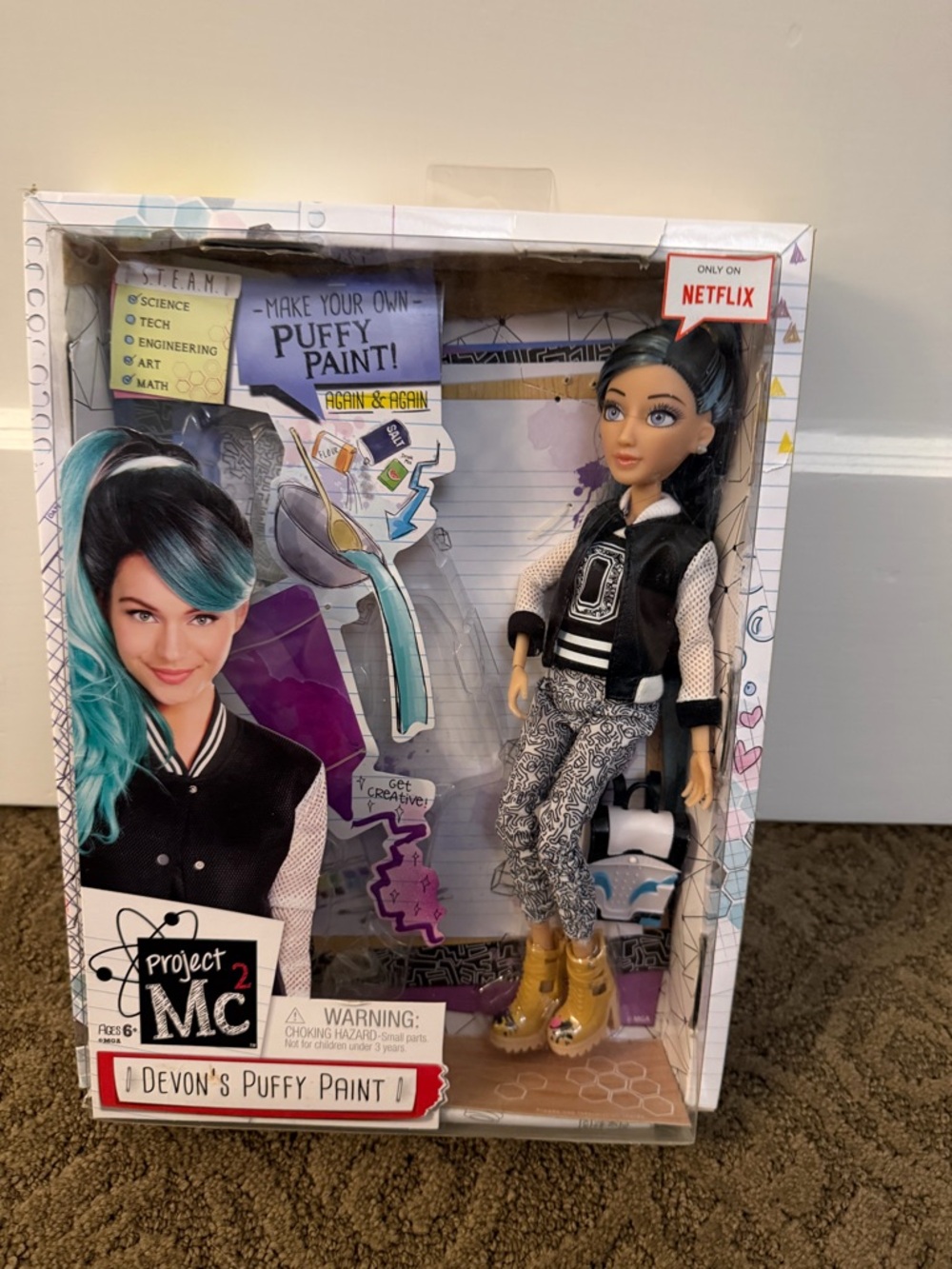 Project MC2 Devon's Puffy Paint Doll - Black & Teal Outfit Read Description